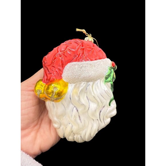 Vtg. Hand-Painted Christmas Ornaments Set Of 11 Santa Head & Glass Balls - Picture 8 of 12